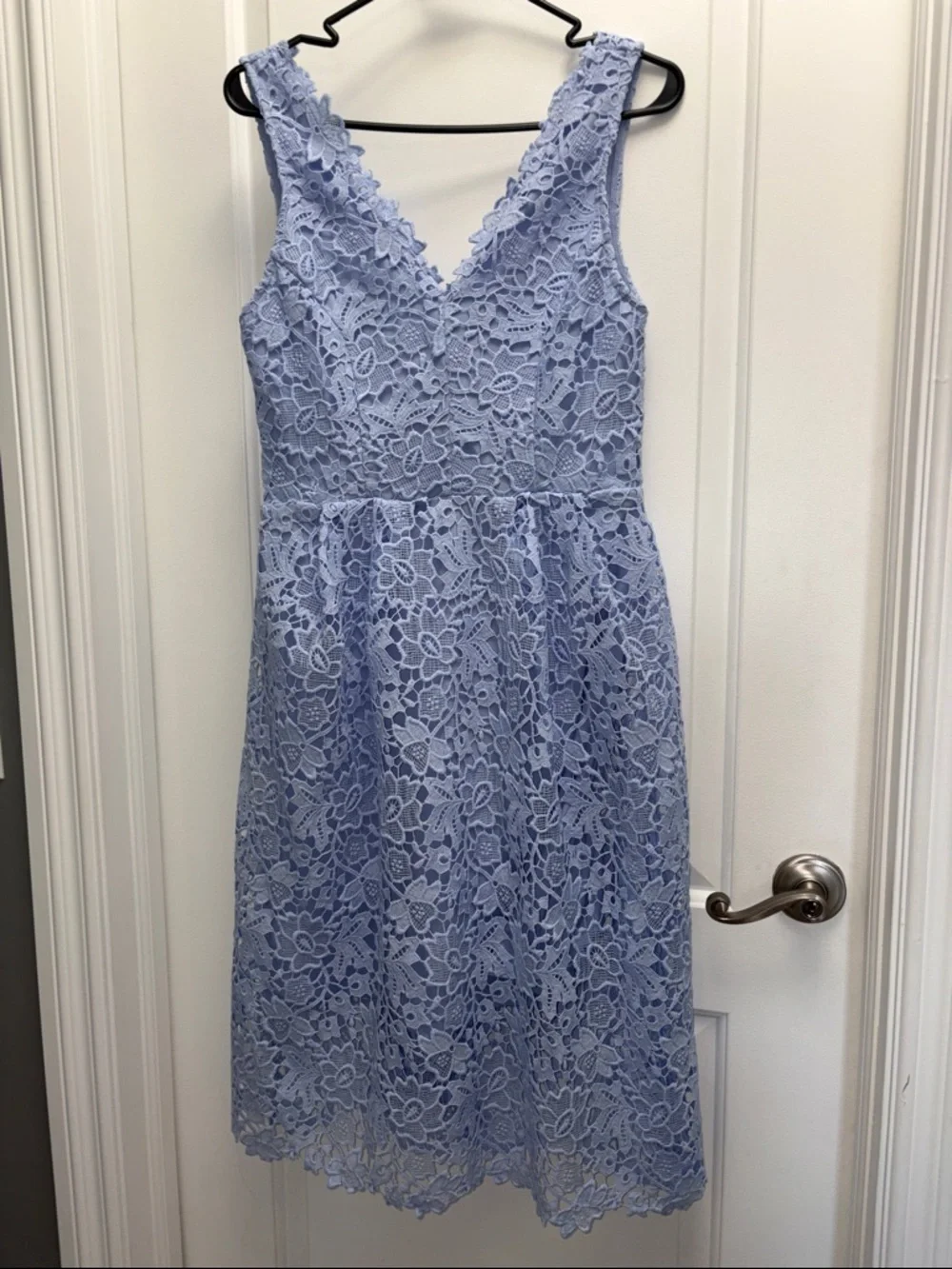 ASTR The Label Blue Floral Guipure Lace Midi Dress Romantic Coquette Large